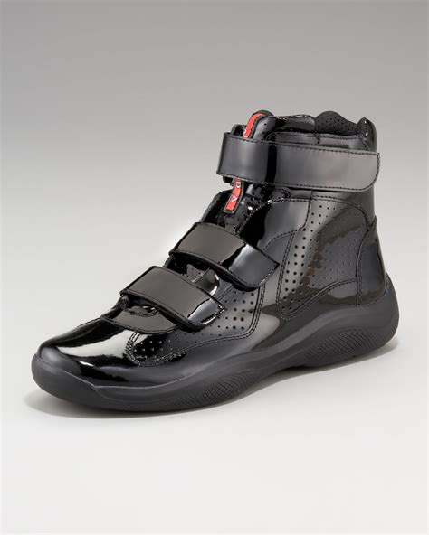 prada high top sneaker black|chunky Prada sneakers.